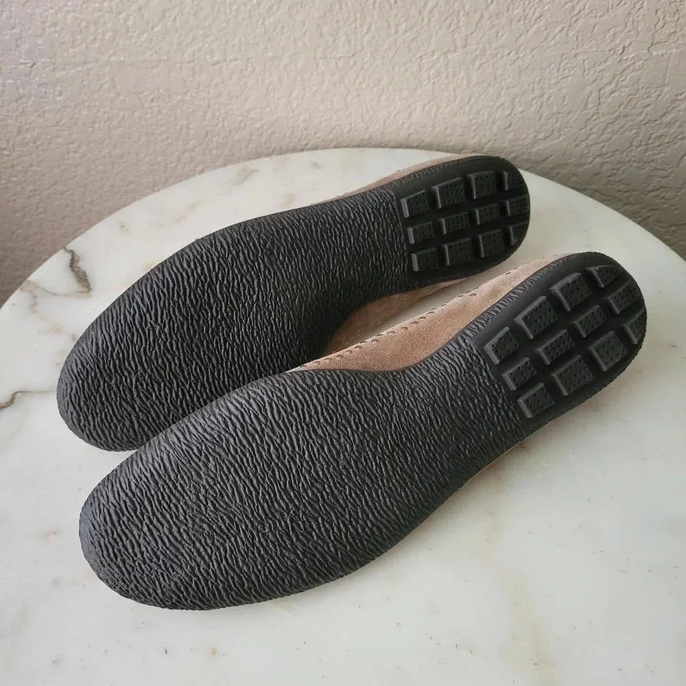 Vaneli Brown Studded Flats Rubber Sole 9